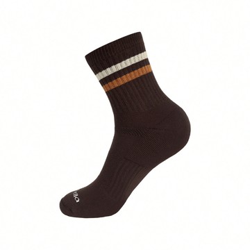 休閒無縫條紋氣墊長襪 - L咖棕