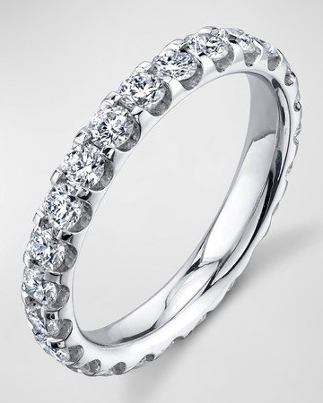 Platinum Eternity Comfort Fit Band with U Prong Set Round Cut Diamonds, 1.50ct