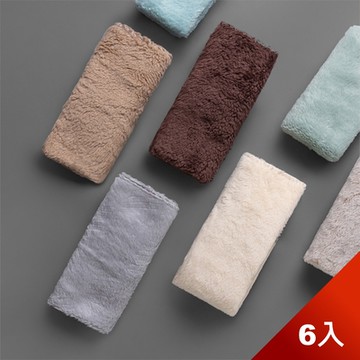 荷生活 炫彩多色多功能洗碗巾 強力吸水柔軟珊瑚絨抹布 6入