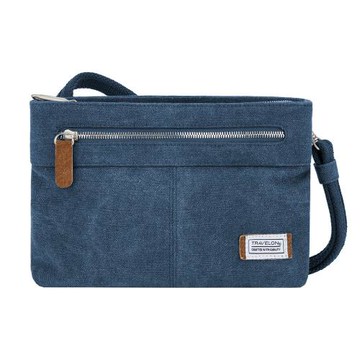 《TRAVELON》三層防盜斜背包(牛仔藍)