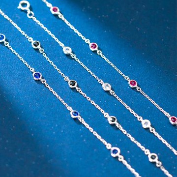 【ANGEL】迷你圓彩鑽簡約典雅鍍銀手鍊(4色可選)