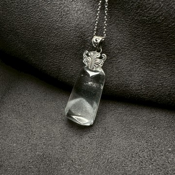 白幽山水晶 古風虎頭 藏銀項鍊 S26AG02-19