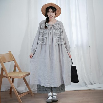 假兩件亞麻洋裝112073