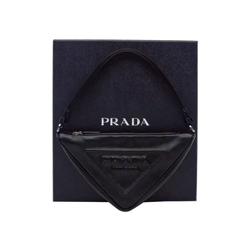 〖輕微使用痕跡〗PRADA 三角形皮革肩背包斜背包 真皮