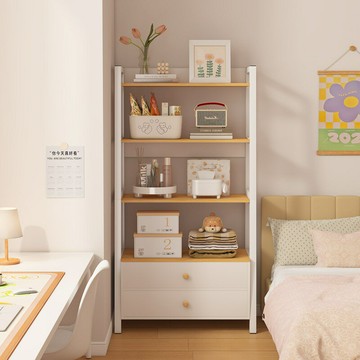 開發票 ins風書架置物架落地家用收納儲物架靠墻展示柜客廳多層小型書柜