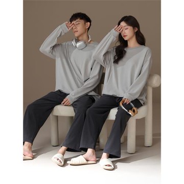 【德絨】雙面磨毛情侶睡衣男女秋冬款加厚加絨長袖衛衣家居服套裝