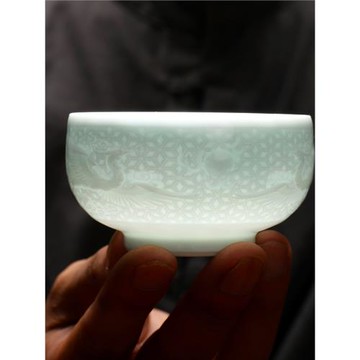 主人杯仿宋禪定杯單個杯品茗杯功夫茶杯景德鎮高檔輕奢影青瓷簡約