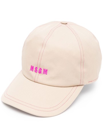MSGM - logo-embroidered baseball cap - women - Cotton/Cotton - One Size - Neutrals