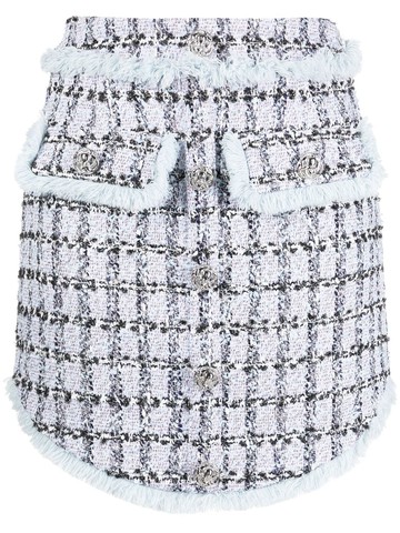 Philipp Plein - tweed mini skirt - women - Metallic Fibre/Cotton/Acetate/Polyester/Polyester/Spandex/Elastane/Spandex/Elastane - XL - Blue