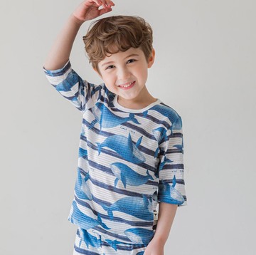 夏日鯨魚生活-輕透空氣衣七分袖韓國童裝-K16207