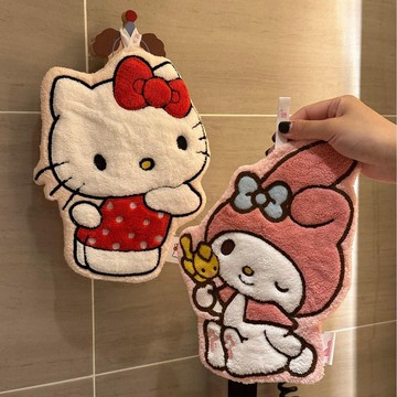 臺灣出貨💥hellokitty擦手巾掛式廚房衛生間超強吸水雙層加厚柔軟可愛毛巾
