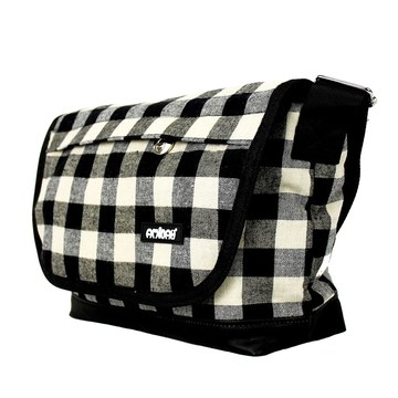 AMINAH-日系格紋小側背包