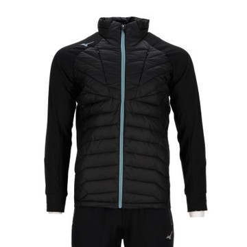 Mizuno Techfill 美津濃 男款 黑湖綠色 保暖 慢跑 路跑 立領 外套 32MEA53504