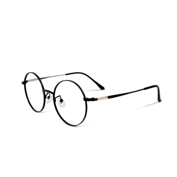 雷尼斯法雅的黑色精靈│玄黑微霧光輕量鈦金屬緞面北歐質感圓框UV400濾藍光眼鏡 冰幻藍銀