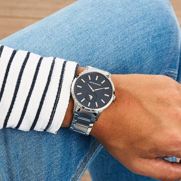 【Armani 亞曼尼】AR11137 玫瑰金黑配色 秒針小圓盤 不鏽鋼 石英錶