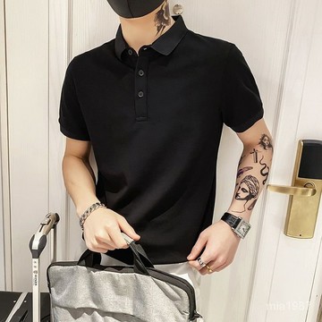【精品男裝】純色短袖男潮牌2021夏季韓版修身POLO衫ins網紅刺繡半袖男士T恤衫 DJPU