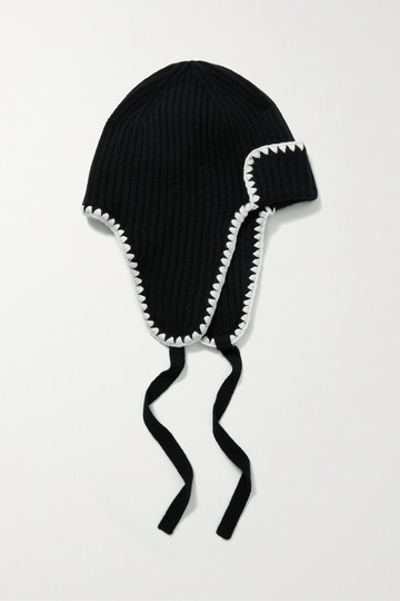 Arch4 - Crochet-trimmed Ribbed Cashmere Hat - Black - one size