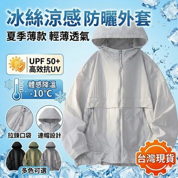 【台灣現貨】冰絲防曬衣 男士外套 防曬外套 連帽登山外套 戶外釣魚服 冰絲涼感 輕薄透氣 夏季薄款 防紫外線 輕薄外套