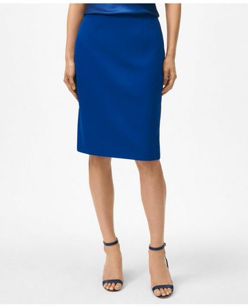 Brooks Brothers Women's Pencil Skirt in Fine Twill Stretch Crepe | Medium Navy | Size 10