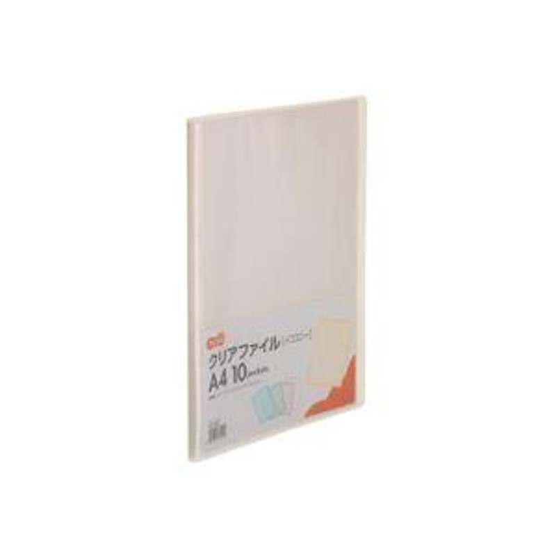 まとめ）TANOSEE クリアファイル A4タテ10ポケット 背幅8mm イエロー 1