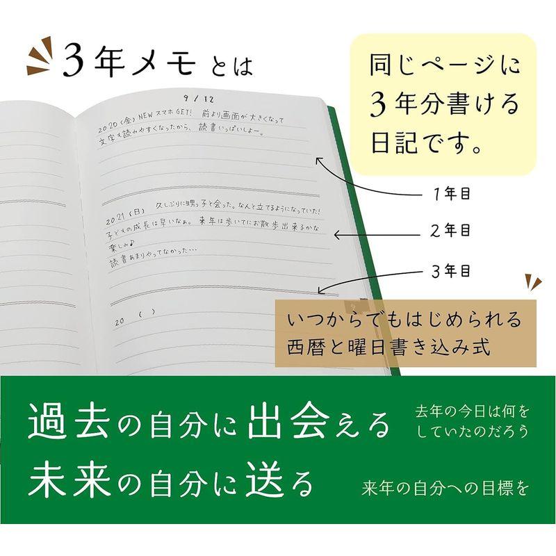 ノートライフ 3年メモ 日記帳 a5 (21cm×15cm) 3年日記 日本製 ソフトカバー PUR製本 日付付き (いつからでも始められる