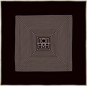 TOTEME 黑色 & 米色 Centered Monogram Silk 方巾