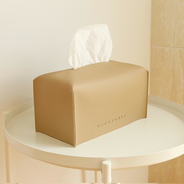 DECOTONIK 簡約皮革面紙套 米色  24 x 12 x 12cm