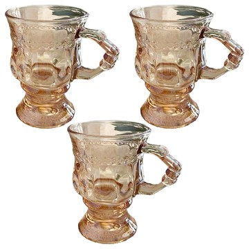 MYUMYU 沐慕家居 法式耐熱玻璃杯 100ml  10 x 10 x 7cm  琥珀色透明  3個