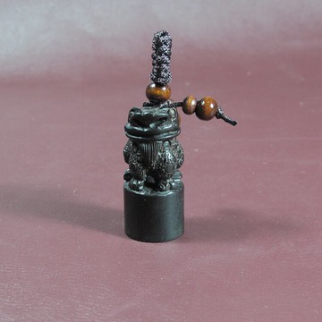 圓款貔貅精雕烏木雕鈕章/掛件章/素章/小印章/篆刻章/簽字章1入