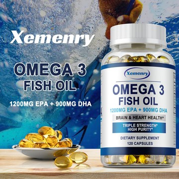 三倍強度 Omega 3 魚油，EPA 和 DHA 脂肪酸，免~疫支持