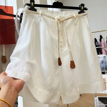 初色 復古純色透氣鬆緊腰A字闊腿褲休閒褲寬褲短褲-共2色-13778(M-2XL可選)