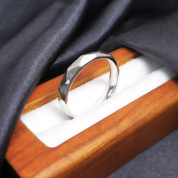 純銀刻字 菱形角面 男戒 925純銀戒指 男生戒指 客製化訂製