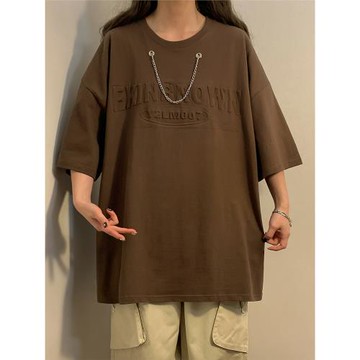 重磅t恤男設計感拉鏈情侶短袖美式復古半袖上衣夏季潮流寬松體恤