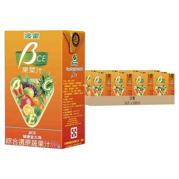 波蜜 BCE 果菜汁 還原蔬果汁 30%  160ml  24入
