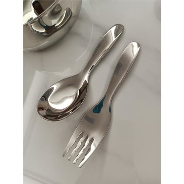 兒童316不銹鋼平底勺湯匙可愛卡通短柄勺小湯勺迷你便攜學生餐勺