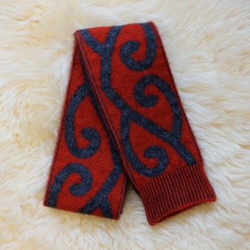 【南瓜紅】紐西蘭貂毛羊毛圍巾*特長愛心蕨葉