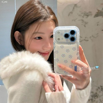 標簽線條藍花適用iPhone17PROMAX手機殼新款17PRO/16/15小眾14/13