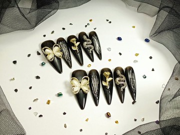 【YUE】暗夜玫瑰-魅黑蛇蝶金屬穿戴甲