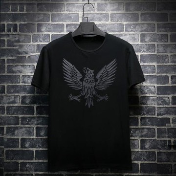 歐洲站夏季男士休閑打底衫印花小眾設計薄款短袖t恤潮流上衣半袖