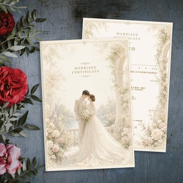 結婚證書夾(含書約) 結婚書約-戶政事務所適用-法式奶油歐式庭園
