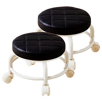 咪咪購物 滑輪矮凳 圓凳款  黑色  2個