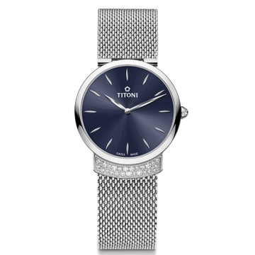 TITONI瑞士梅花錶 優雅伊人系列(TQ 42912 S-591)摩登藍/32mm