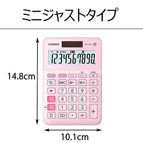 カシオ W税率電卓 10桁 税計算 ピンク ミニジャストタイプ MW-100TC-PK-N