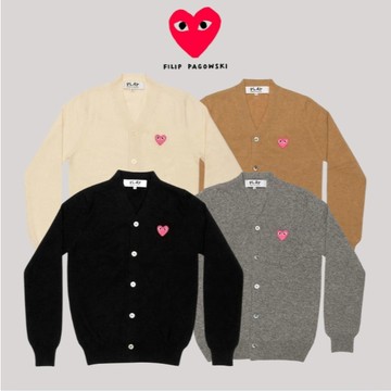 【other more 特選潮流】日本製 川久保玲 COMME Des GARCONS PLAY 粉紅色標誌V領開襟衫