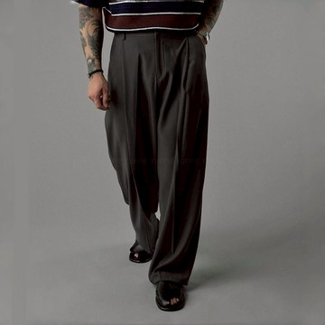 正韓舒適側單褶後鬆緊半寬休閒西裝長褲 3色 YUPPIE 預購商品 0922