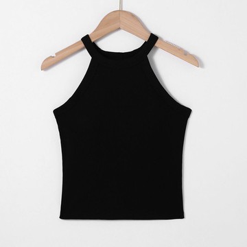 JS - 百搭削肩BRA TOP/附罩杯上衣-黑色