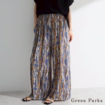 Green Parks 素面/多彩透膚光澤感休閒寬褲(06000268000)