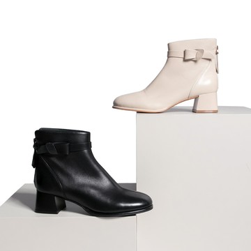 芯太軟 氣質立體單結粗跟短靴 黑 (8L2951)