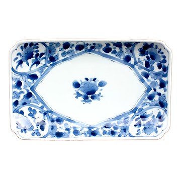 長方皿 日本製 容量300毫升  24 x 19 x 2cm  波佐見花紋  1個