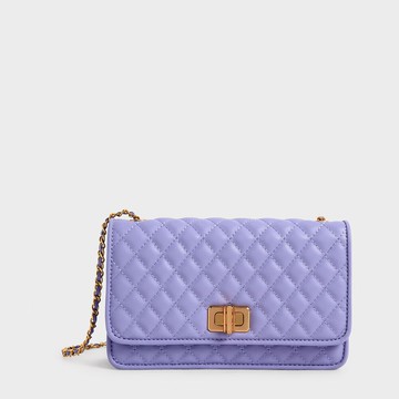 菱格鍊條手拿包